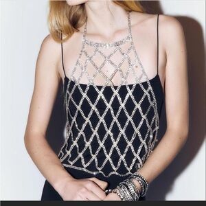 Zara rhinestone halter body chain